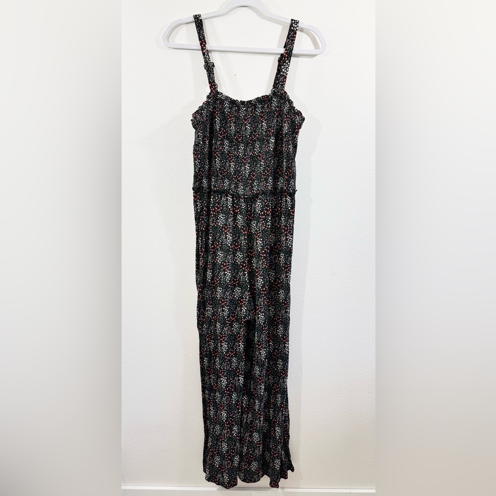 Angels Forever Young Dark Floral Jumpsuit Adjustable Smocked Cottagecore L